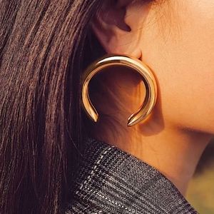 NWT Oversized Horn Inverted Crescent Gold Earrings